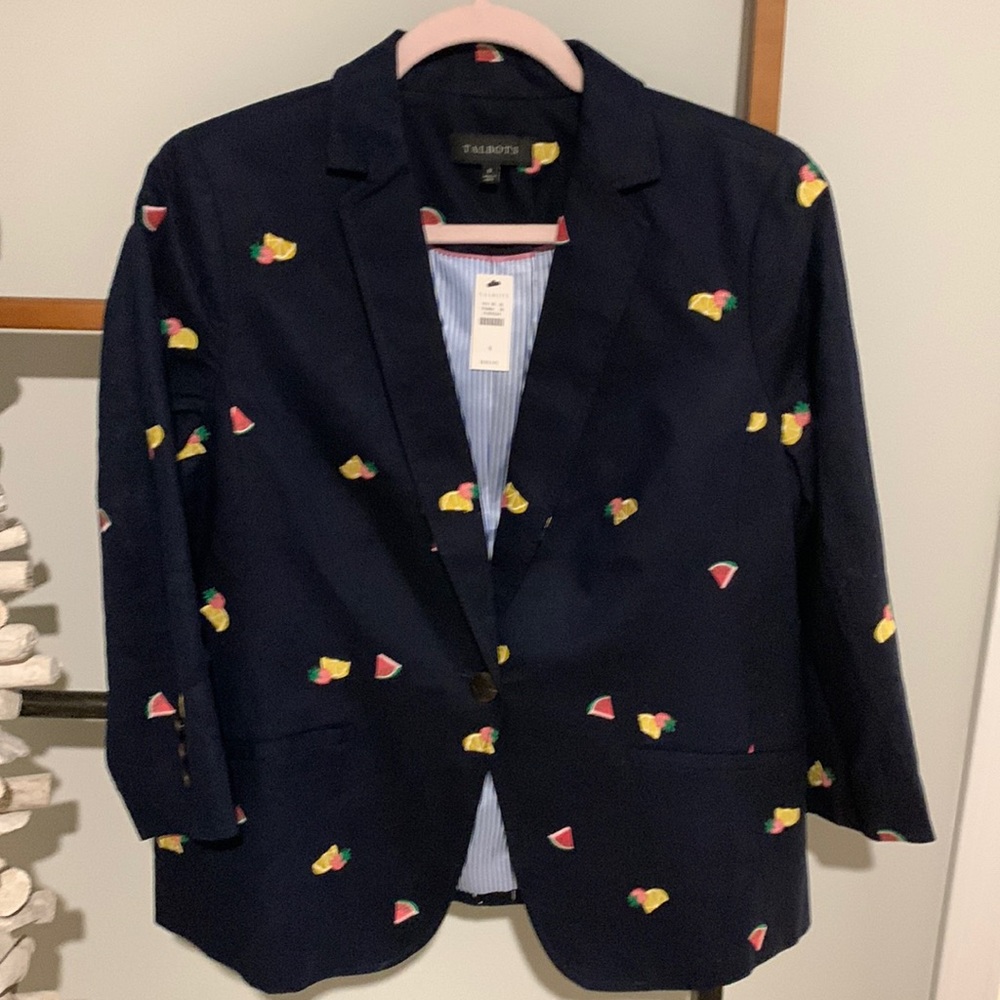 Talbots Sz8 New Blazer.  Cute watermelons, lemons,strawberry summer blazer.